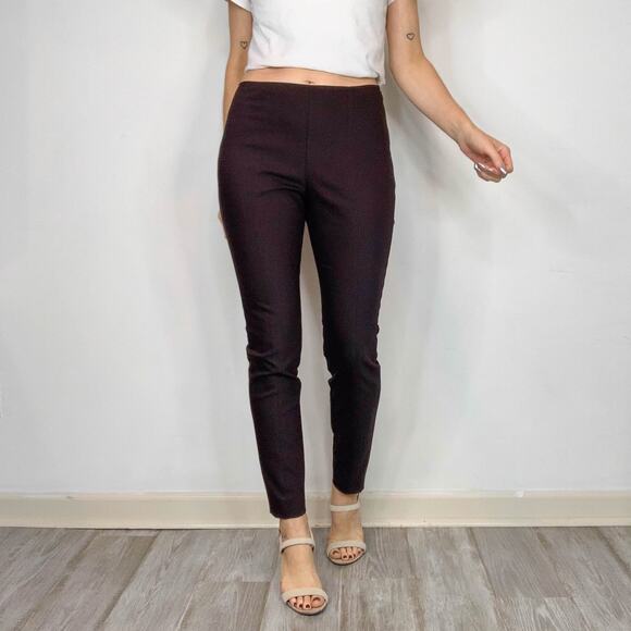 ST. JOHN faux leather pants skinny leg flat front chocolate brown mid rise 3006 - Picture 13 of 14